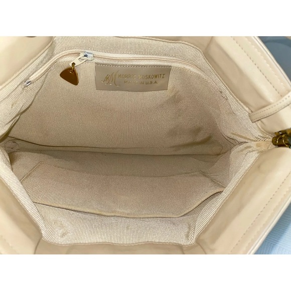 Vintage MORRIS MOSKOWITZ MM Beige Leather Floral Tapestry Clutch Purse Bag Retro - Picture 8 of 11